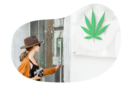 Customer entering a cannabis dispensary.