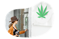 Customer entering a cannabis dispensary.