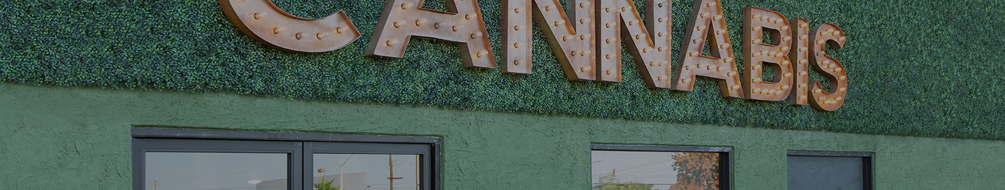 Cannabis business building exterior.