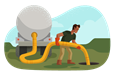 Septic tank cleaner pumping out tank.