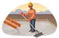 Man leveling a concrete foundation.
