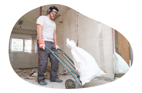 Debris removal contractor hauling debris from a worksite.