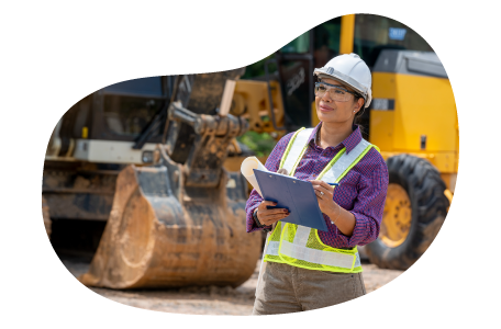 Contractor going over worksite excavation plans.