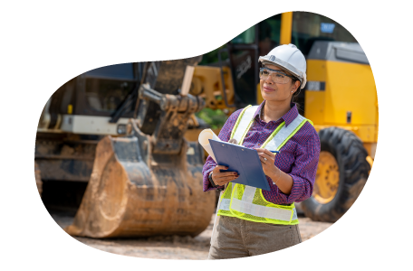Contractor going over worksite excavation plans. Contractor going over worksite excavation plans.