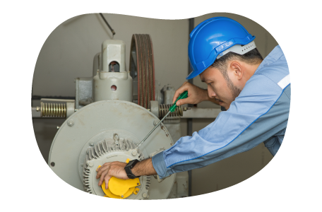 A utility contactor maintains a piece of equipment.