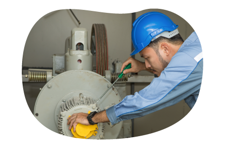 A utility contactor maintains a piece of equipment. A utility contactor maintains a piece of equipment.