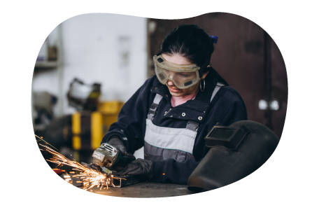 Professional welding together a piece of metal equipment. Professional welding together a piece of metal equipment.