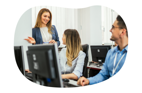 Education consultant teaching a workshop.