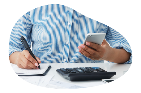 Consultant calculating insurance costs for their business.