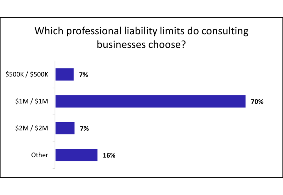 Professional liability insurance limits chosen by consulting businesses.