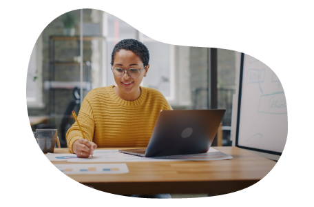 Market research analyst evaluating a company survey.