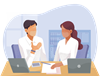 A telecommunication consultant having a discussion with a client.