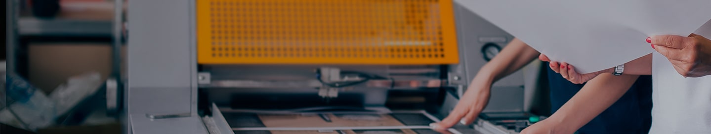 A commercial printer in operation.