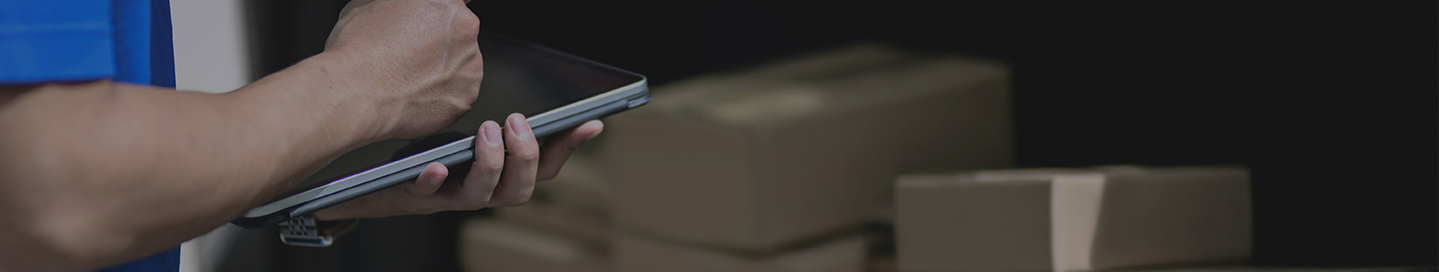 An Amazon Flex driver verifies a shipment of packages.