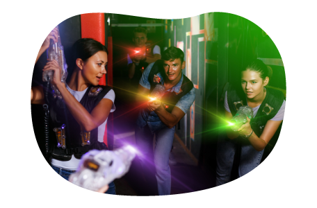 A group of customers playing laser tag.