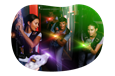A group of customers playing laser tag.