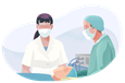 Doctor and nurse with patient in surgery.