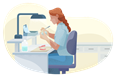 Woman making dentures in a dental lab.