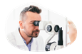 Doctor examining equipment in a laser eye center.