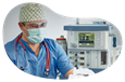 An anesthesiologist monitors a patient.