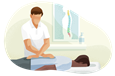 Man giving a chiropractic adjustment to a patient.