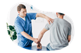 Chiropractor examining a patient's arm.