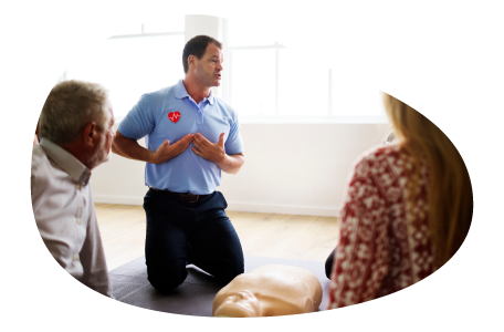 First-aid instructor teaching a class.