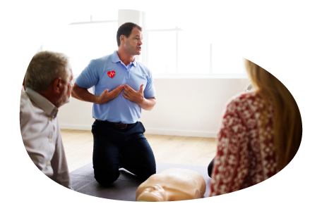 First-aid instructor teaching a class. First-aid instructor teaching a class.