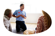 First-aid instructor teaching a class.