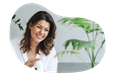 Dietitian observing home-grown plants.