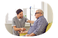 A patient receives IV therapy at a clinic.