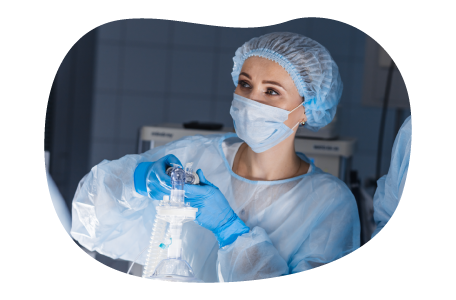 A nurse anesthetist (CRNA) administers anesthesia to a patient. A nurse anesthetist (CRNA) administers anesthesia to a patient.