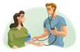 Nurse checking a patient's vital signs.