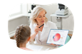 Ophthalmologist displaying a diagram to a patient.