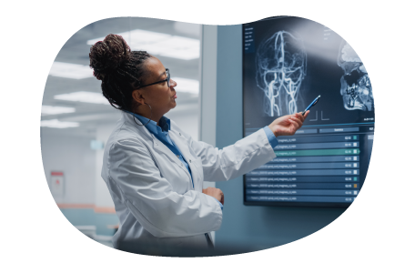 Radiologist reviewing x-rays.