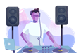 DJ on stage working a turn table.