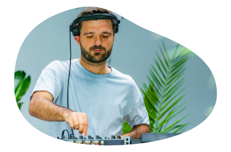 Disc jockey playing music at an event. Disc jockey playing music at an event.