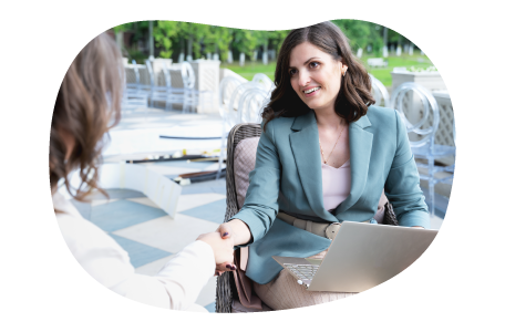 Event planner speaking with a client. Event planner speaking with a client.