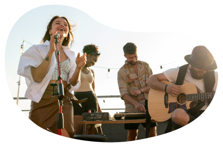 A band performing at an event.