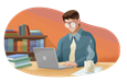Author typing on laptop at desk.