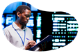 A computer systems integrator conducts an assessment at a data center.
