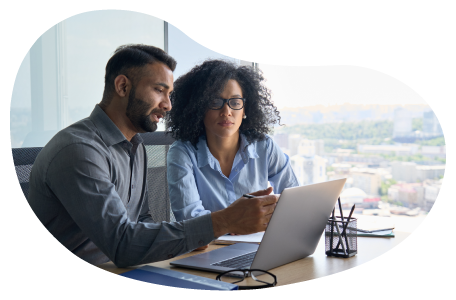 IT consultant working with a client. IT consultant working with a client.