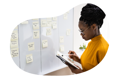 IT project manager organizing project plan.