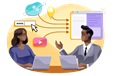 SEO consultant presenting ideas to client.