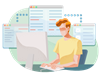 Software developer working at a computer.