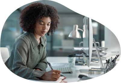 Web designer reviewing a website layout. Web designer reviewing a website layout.