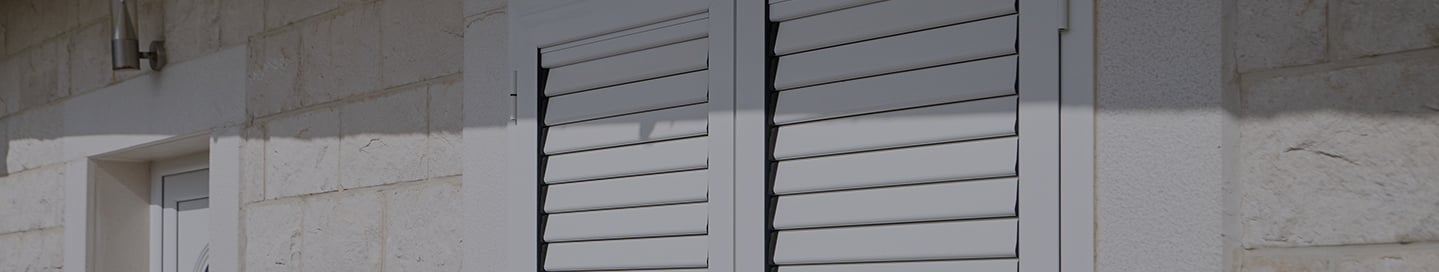 Newly installed shutters on a client's home. Newly installed shutters on a client's home.