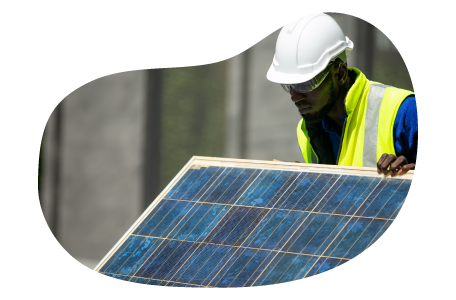 A contractor installs a new solar panel. A contractor installs a new solar panel.