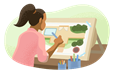 Person drawing a landscape design.