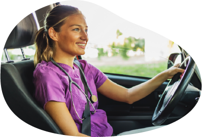 A healthcare professional driving a non-emergency medical transportation vehicle.